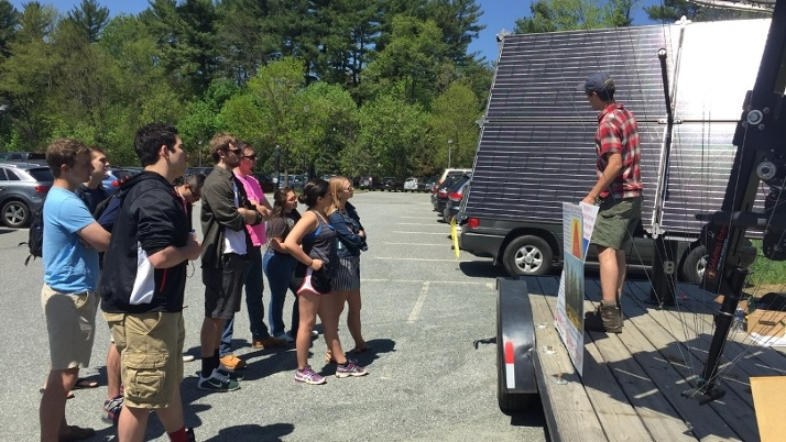 Students in “Energy and the Environment” evaluate the potential of photovoltaic solar collectors.